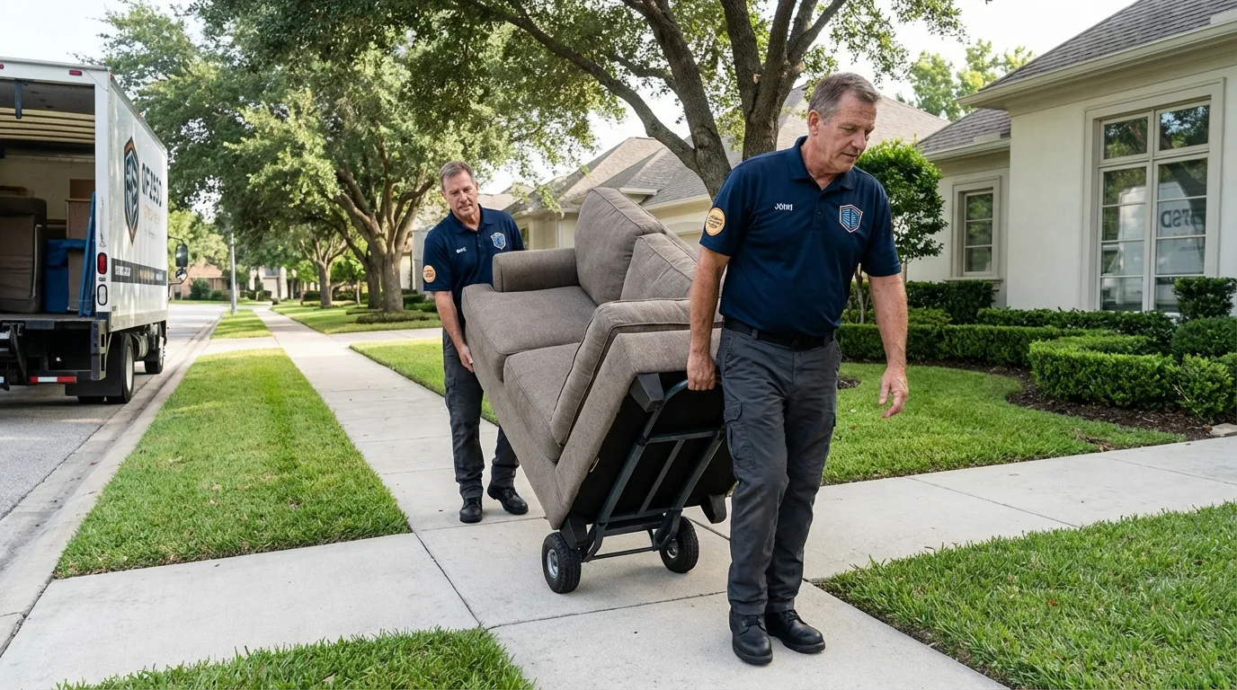Local residential moving crew loading furniture in McDonough, GA